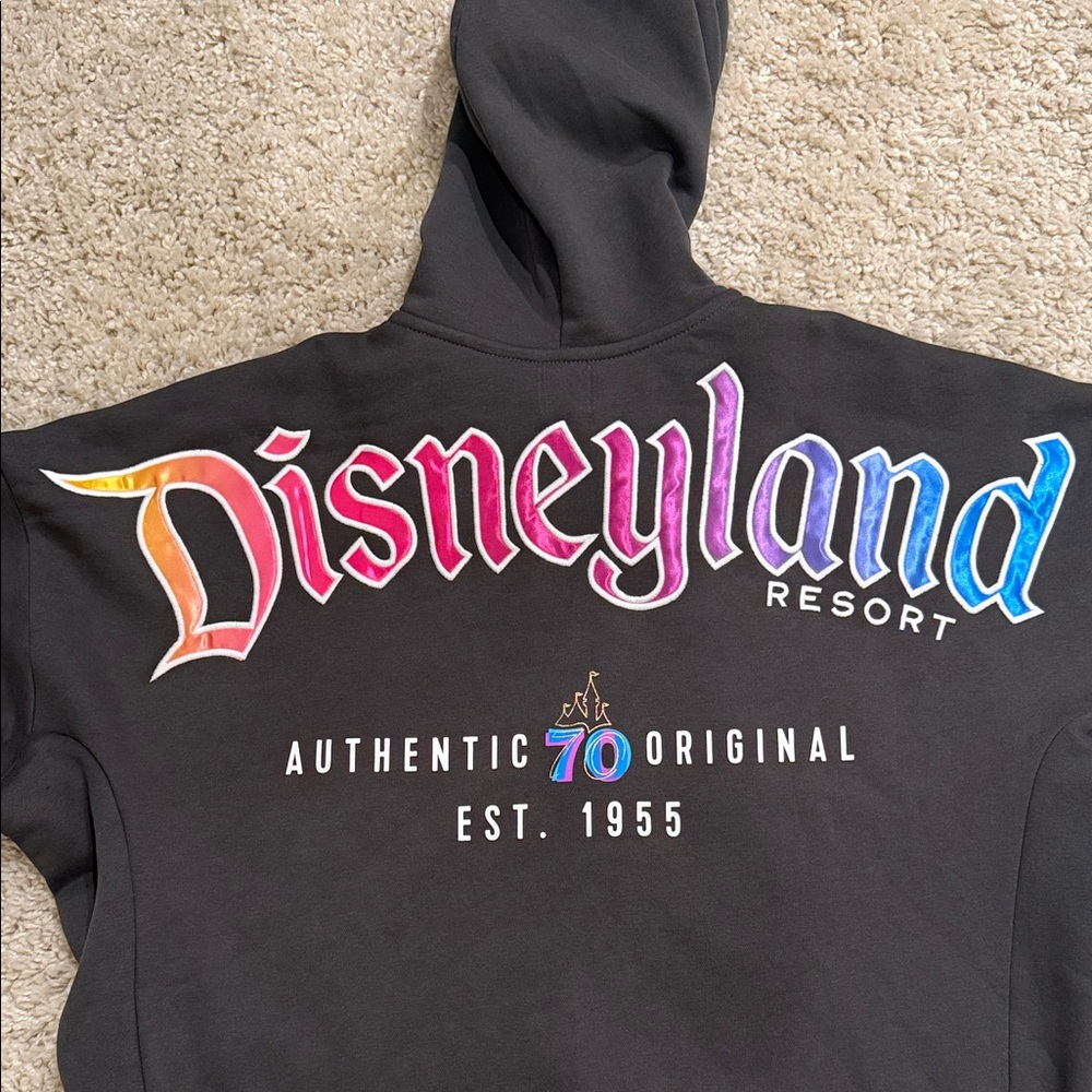 Disneyland 70th Gray oversized zip hoodie jacket L